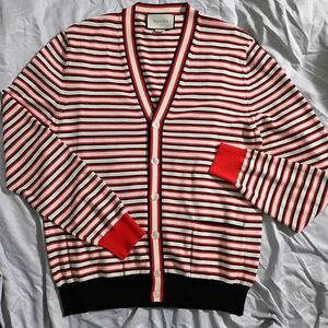 Gucci Red and Black Striped 100% Wool